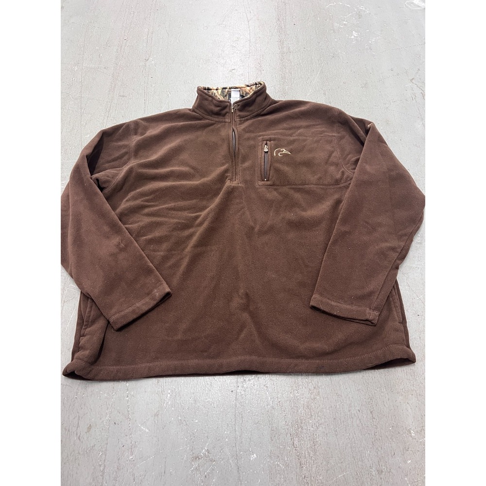 Ducks Unlimited Jacket Mens 2X Plus Brown Fleece 1/4 Zip Long Sleeve Hunting
